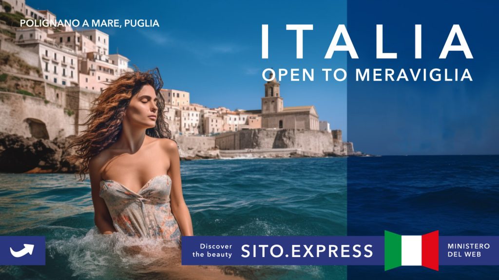 Italia open to meraviglia polignano a mare by midjourney