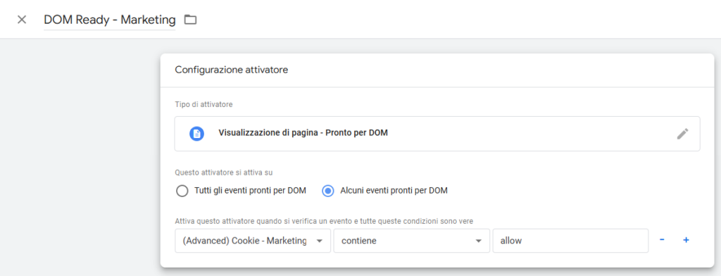 Creazione attivatore Google Tag Manager - 1